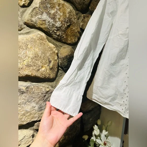 Boden $140 Size S White Eyelet Button Down | Embroidered Cutout Shirt. - Picture 4 of 9